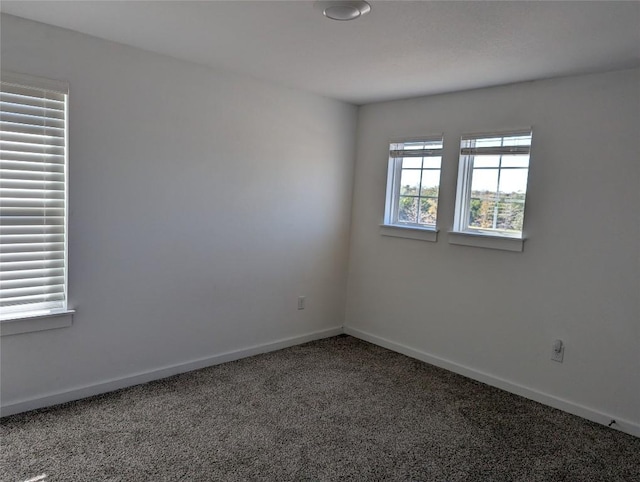 spare room with baseboards and carpet flooring