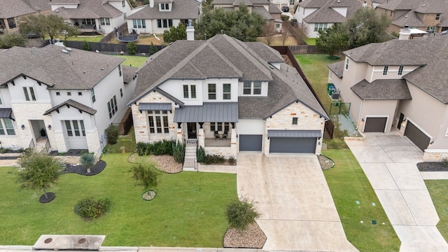 aerial view with a residential view