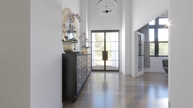 1832 Long Bow Dr, Leander, TX 78641 - foyer entrance featuring wood finished floors and a high ceiling