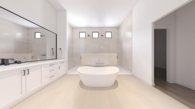 1832 Long Bow Dr, Leander, TX 78641 - bathroom with vanity and a freestanding tub