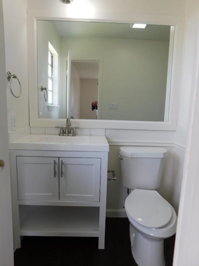 bathroom with toilet and vanity