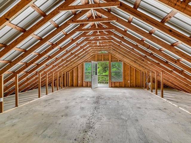 view of unfinished attic