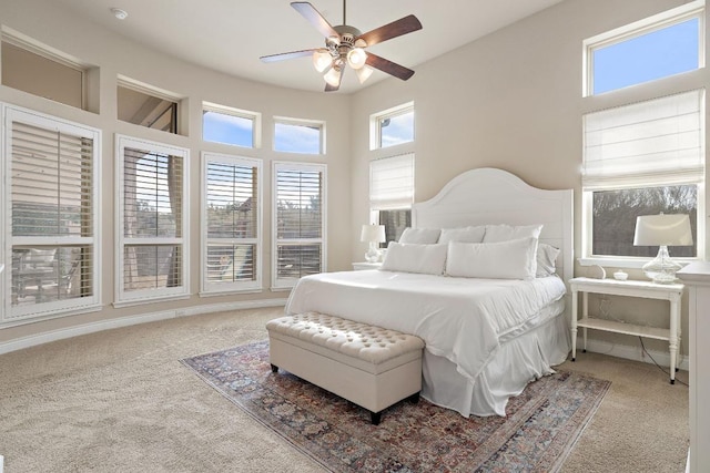 bedroom with carpet floors and ceiling fan