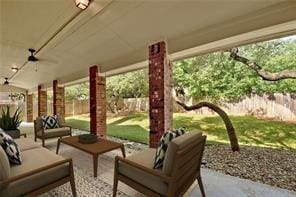 view of patio / terrace featuring an outdoor living space