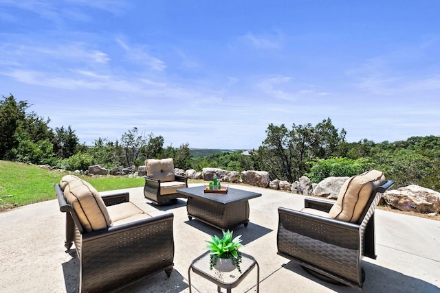 view of patio with an outdoor living space