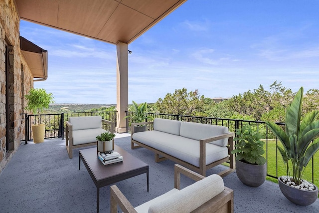 balcony featuring an outdoor living space