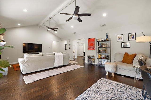2101 Falcon Hill Dr, Austin, TX 78745 - living room featuring ceiling fan, hardwood / wood-style flooring, baseboards, and recessed lighting