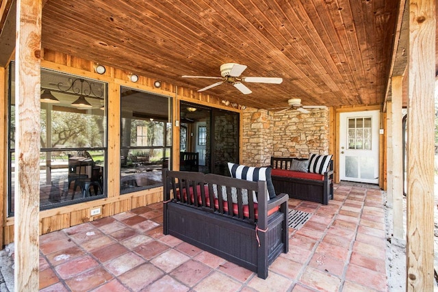 view of patio / terrace with an outdoor hangout area and a ceiling fan