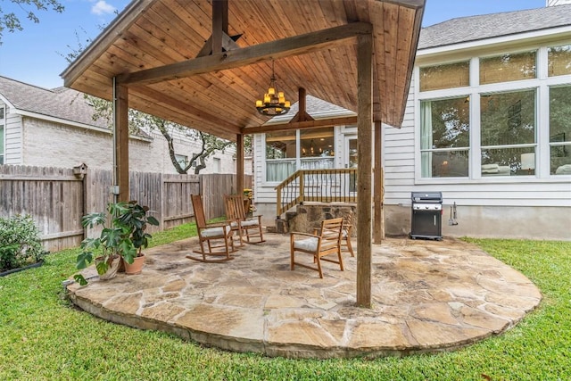 view of patio / terrace with grilling area and fence