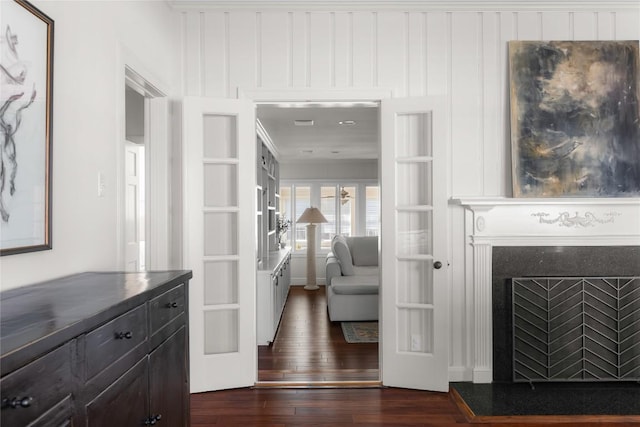 interior space featuring dark wood-style flooring