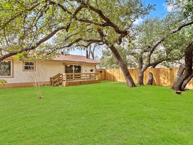 view of yard featuring a fenced backyard