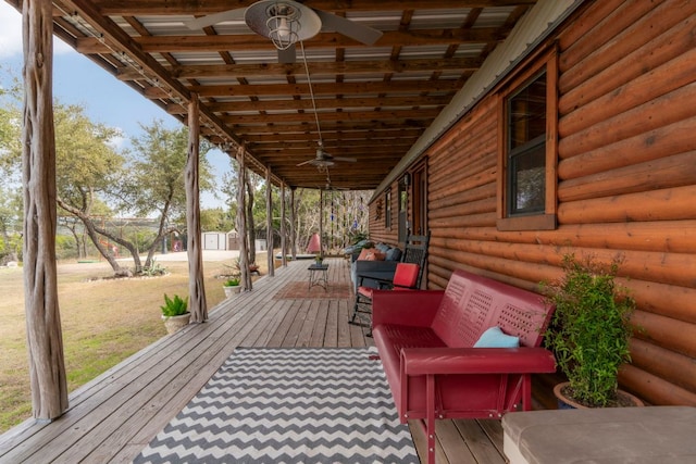 deck featuring a ceiling fan