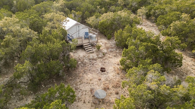 bird's eye view with a view of trees