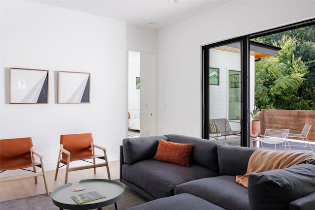 living area with wood finished floors