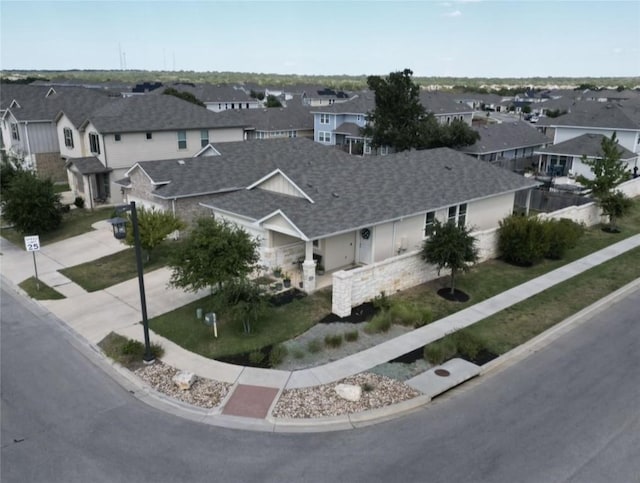 drone / aerial view with a residential view