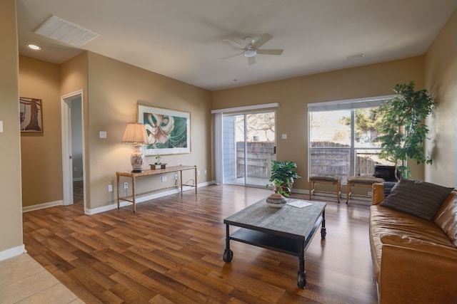 2000 Amur Dr, Austin, TX 78745 - living area with a ceiling fan, wood finished floors, and recessed lighting