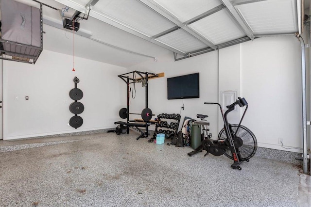 garage with a garage door opener