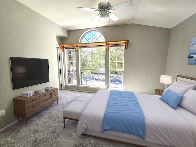 4533 Corran Ferry Loop, Austin, TX 78749 - carpeted bedroom featuring lofted ceiling and ceiling fan