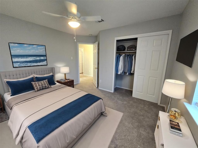 4533 Corran Ferry Loop, Austin, TX 78749 - bedroom with carpet floors, a closet, and ceiling fan