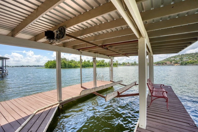 view of dock featuring a water view