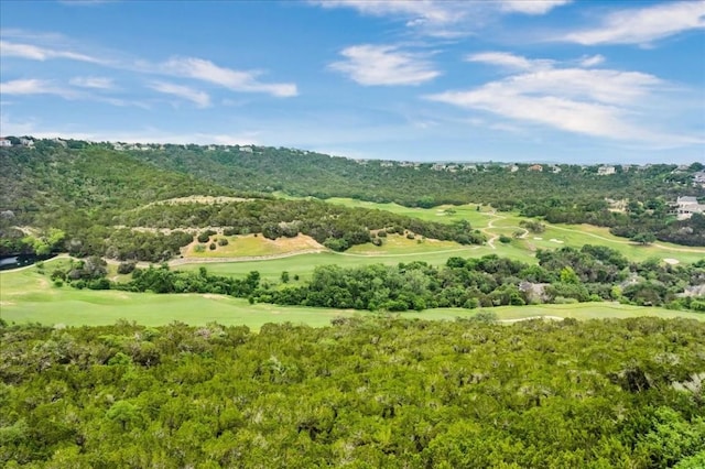 birds eye view of property with golf course view