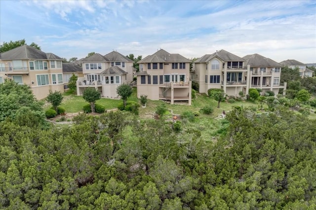 drone / aerial view with a residential view