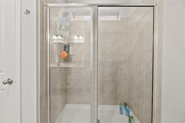 bathroom with a stall shower