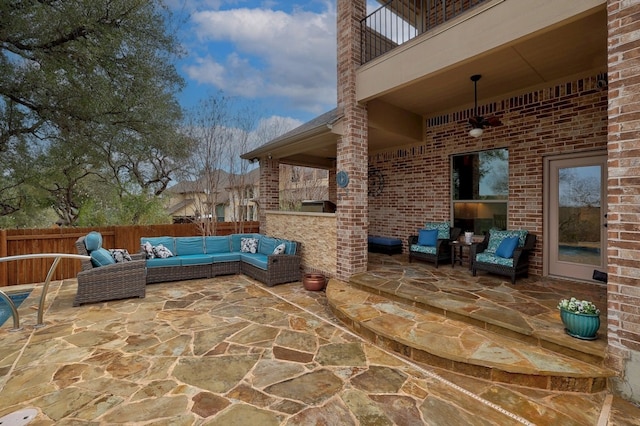 11708 Palisades Pkwy, Austin, TX 78732 - view of patio / terrace with an outdoor hangout area and a balcony