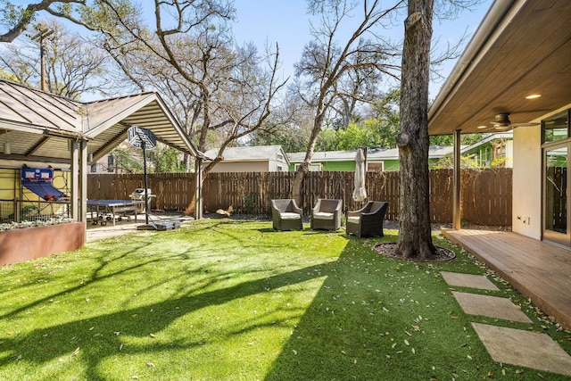 view of yard with a patio area and fence