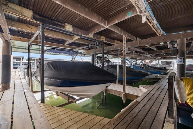 view of dock featuring boat lift