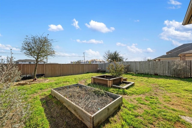 view of yard with fence private yard and a garden