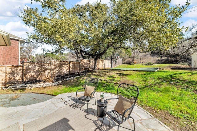 view of patio with a fenced backyard