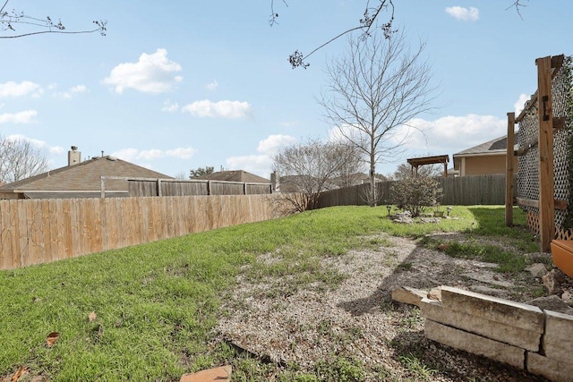 view of yard featuring a fenced backyard