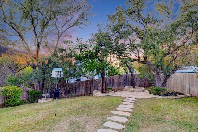 view of yard with a fenced backyard