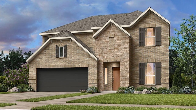 112 Amber Oak Ln, Georgetown, TX 78628 - view of front of home with driveway, stone siding, and an attached garage