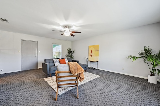 2403 Remuda Trl, Austin, TX 78745 - living room with carpet flooring, ceiling fan, and baseboards