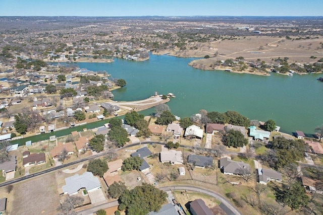 aerial view featuring a water view and a residential view