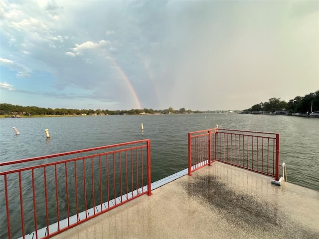 view of dock featuring a water view