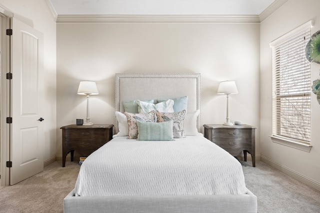 1428 Rowan Dr, Georgetown, TX 78628 - bedroom featuring carpet floors, ornamental molding, multiple windows, and baseboards