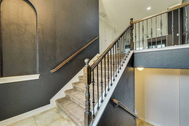 804 San Remo Blvd Unit 26B, Lakeway, TX 78734 - stairs featuring tile patterned flooring and baseboards