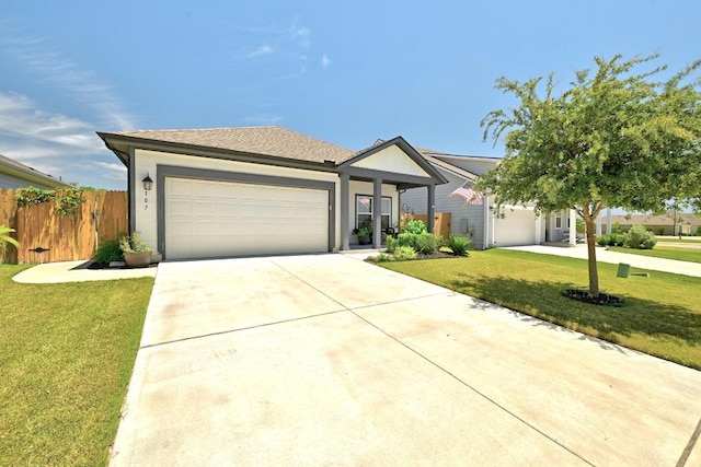 107 Trailside Ln, Bastrop, TX 78602 - ranch-style house featuring an attached garage and concrete driveway