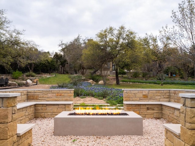 view of property's community featuring an outdoor fire pit