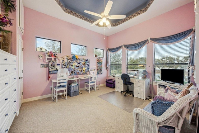 242 Saga St, Spring Branch, TX 78070 - carpeted office space featuring baseboards and a ceiling fan