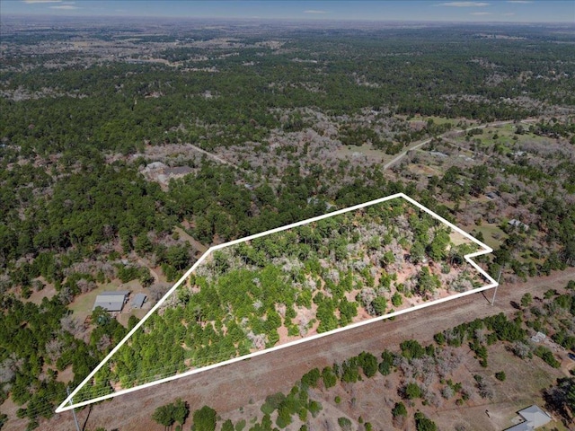 116 Yucca Ln, Bastrop, TX 78602 - aerial view of property's location featuring a heavily wooded area and property parcel outlined