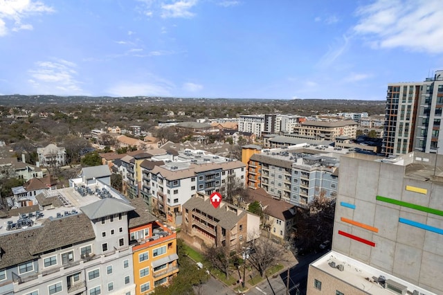 bird's eye view with a city view