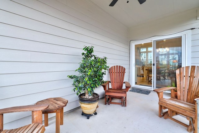 view of patio / terrace featuring a ceiling fan