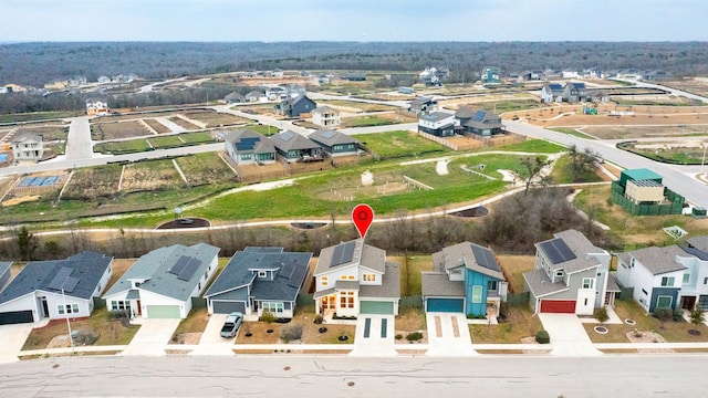 bird's eye view with a residential view