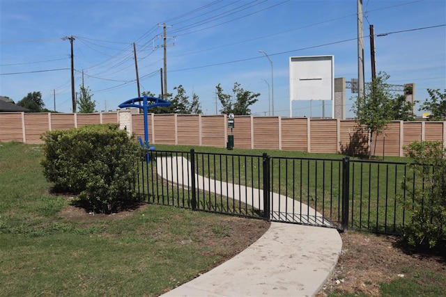 view of yard featuring fence