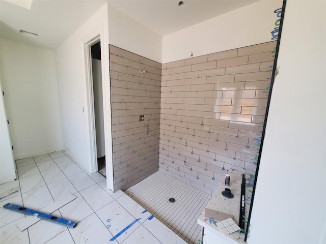 bathroom with a stall shower