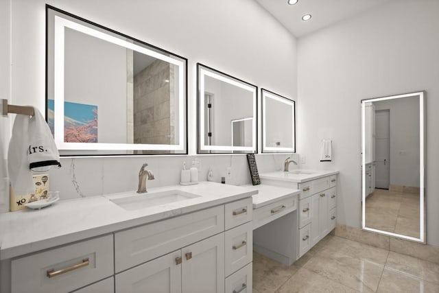 full bath with recessed lighting and vanity